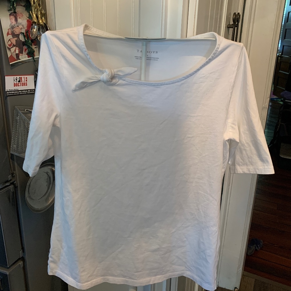 Talbots 100 percent Pima cotton tie neck tee. Wornnonce